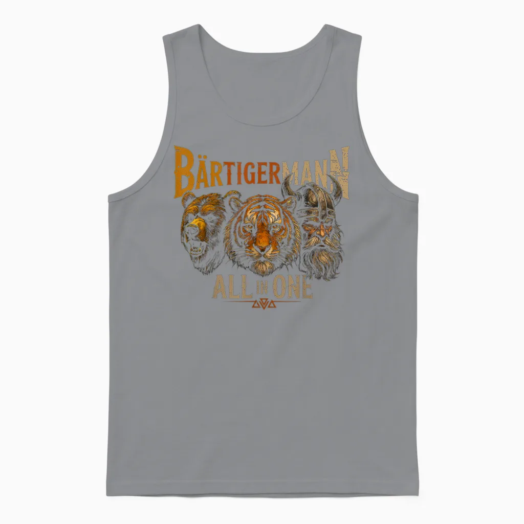 Wikinger Bart Walhalla Mythologie Bär Tiger Bärtiger Mann Unisex Tank Top in Sport Grey