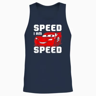 Disney Pixar Cars Lightning Mcqueen Speed I Am Speed Unisex Tank Top - Navy