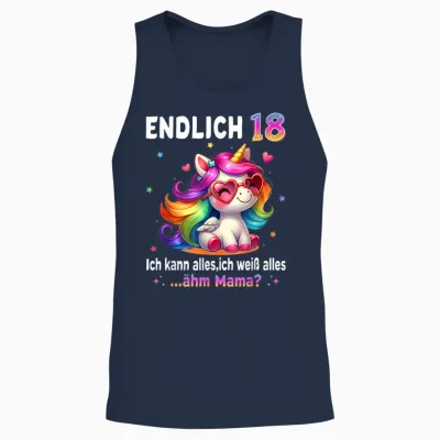 18th Birthday Girl 18 Years Unicorn Party Outfit Unicorn Unisex Tank Top - Navy