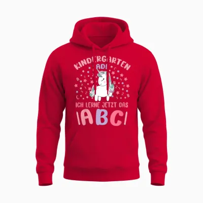 Children's Bye Bye Kita Leavers 2023 Girls' Unicorn Graduate T-Shirt, Black Unisex Hoodie - Red