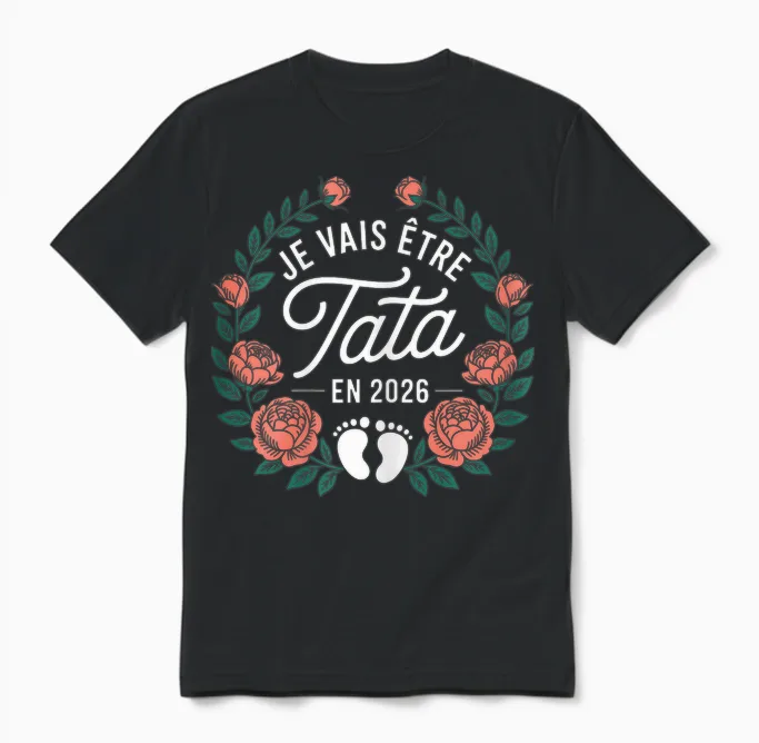 Je Vais être Tata 2026 Future Tatie Annonce Grossesse Tante Unisex T-Shirt in Black