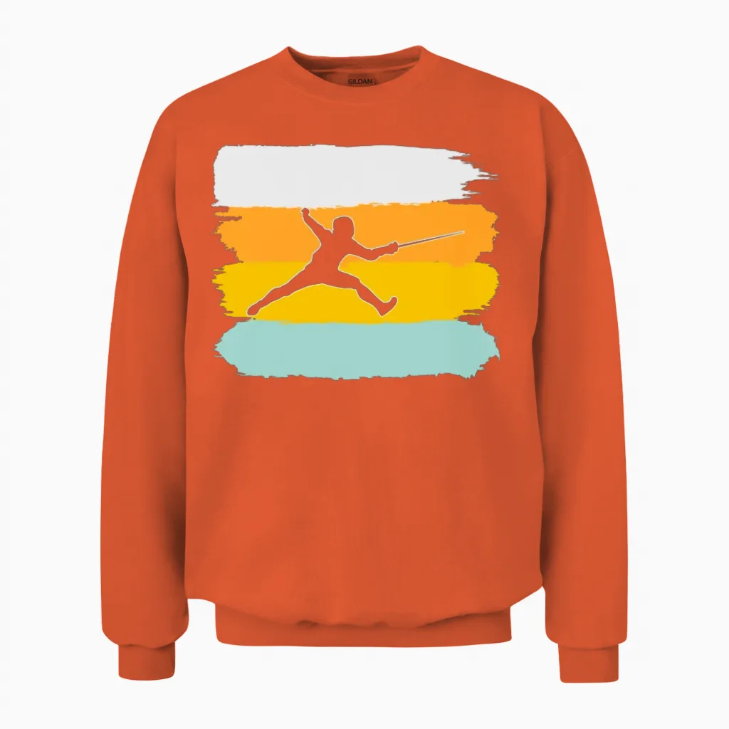 Fencing Retro Unisex Sweatshirt in Orange