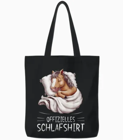 Official Sleep Shirt Horse Pyjamas T-Shirt, Black Tote Bags - Black