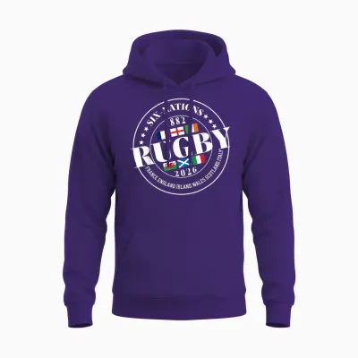 Six Nations Rugby 6 Nation's Rugbyman Supporter Fan Unisex Hoodie - Purple