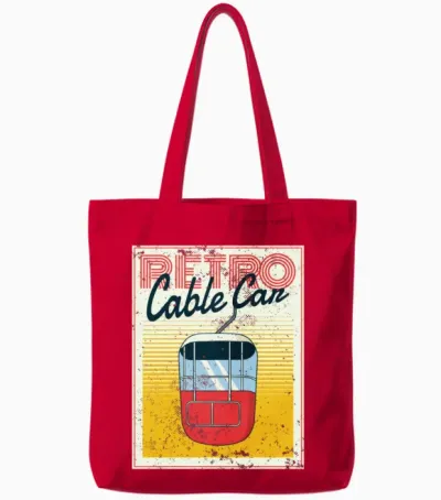 Retro Cable Can Tote Bags - Red