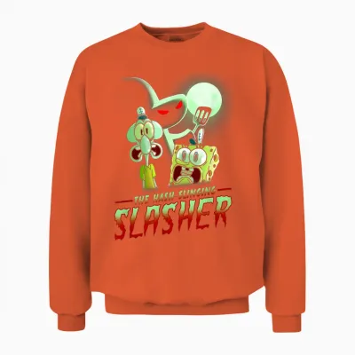 Spongebob Squarepants the Hash Slinging Slasher Spooky T-Shirt, Black Unisex Sweatshirt - Orange
