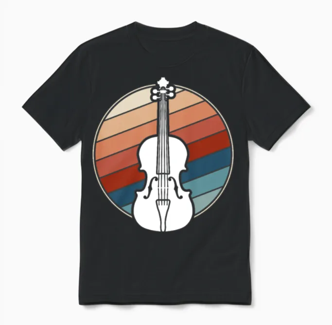 Violin in Retro Style Unisex T-Shirt - Black