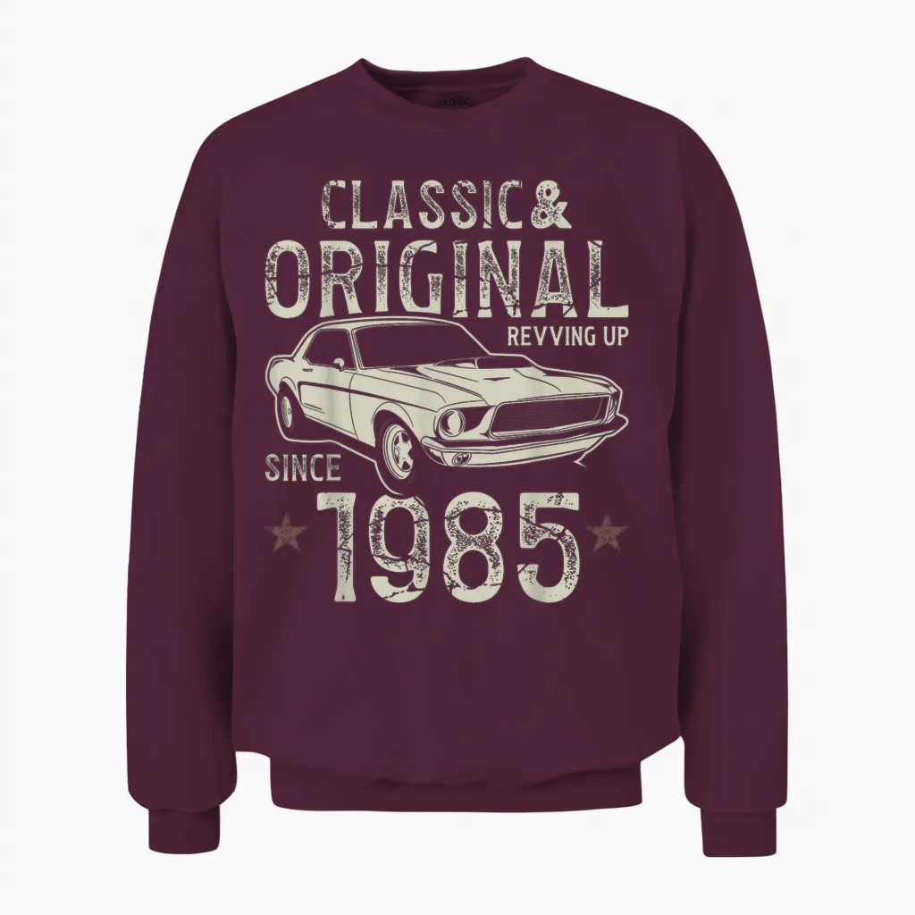40th Birthday 1985 Classic Car Unisex Sweatshirt in Maroon