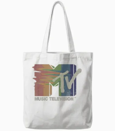 Mademark X Mtv - Retro Mtv Rainbow Tv Glitch Television Screen Color Test Mtv Tote Bags - White