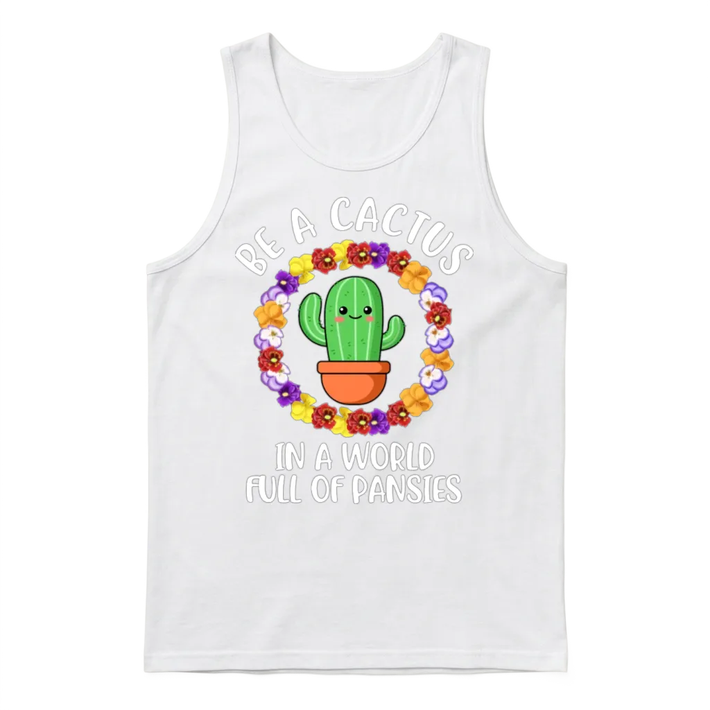 Be a Cactus Funny Cactus Unisex Tank Top - White
