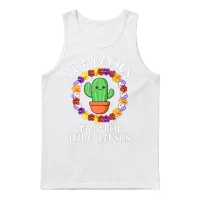 Be a Cactus Funny Cactus Unisex Tank Top - White – 1