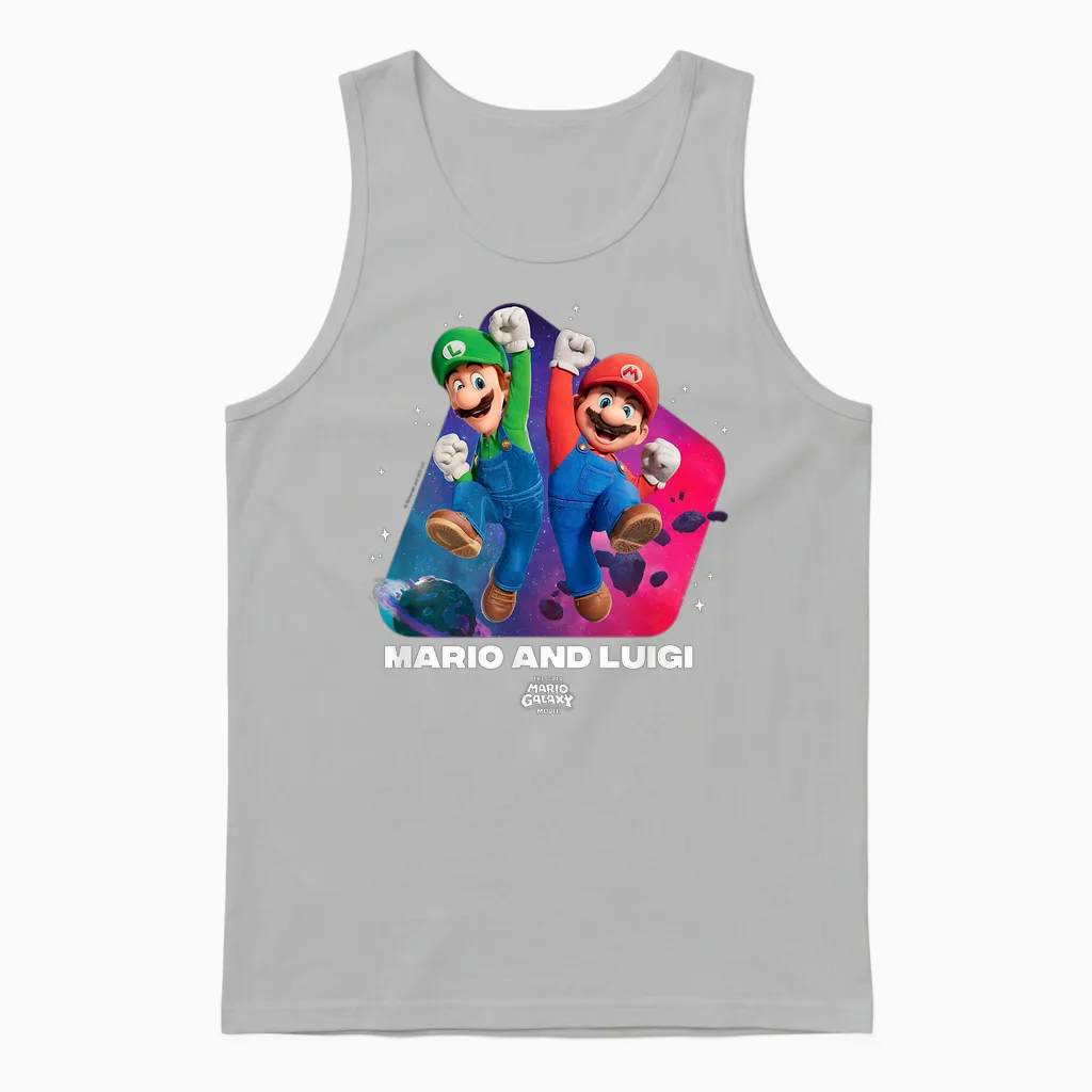 The Super Mario Galaxy Movie Mario & Luigi Jump Unisex Tank Top in Ash