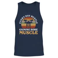 Sore Muscles Hustle Body Builder Fitness Workout Unisex Tank Top - Navy – 2