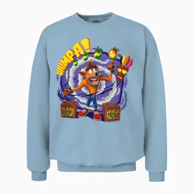 Crash Bandicoot Wumpa! Smoke Swirl Background Shot Unisex Sweatshirt - Light Blue