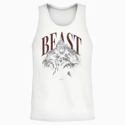 Wild Backprint Gorilla King Animal Monkey Gorilla T-Shirt, Black Unisex Tank Top - White