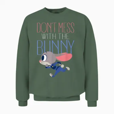 Disney Zootopia Judy Don't Mess with Her Graphic Unisex Sweatshirt - Military Green