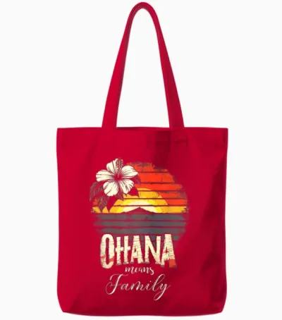 Ohana Means Family Hawaii Sommer Palmen Beach Tote Bags - Red