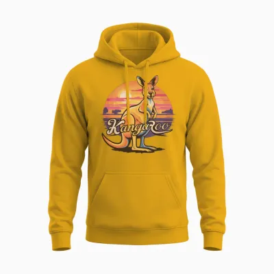 Funny Kangaroo Retro Vintage Unisex Hoodie - Gold