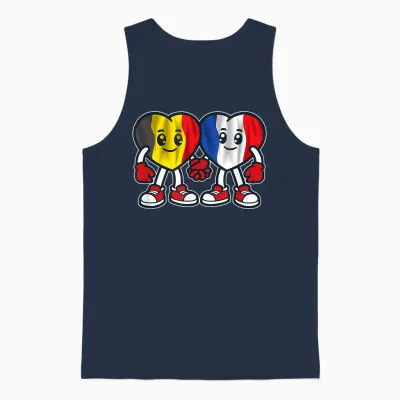 Hearts of Friendship France and Belgium Unisex Tank Top - Navy