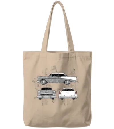 1956 Chevrolet Bel Air Sketch Silver Tote Bags - Natural