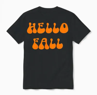 Hello Fall Text Unisex T-Shirt - Black