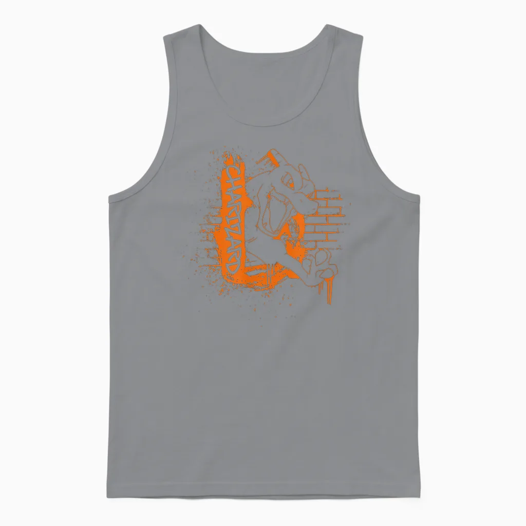 Pokémon Charizard Orange Street Art Graffiti Logo Unisex Tank Top in Sport Grey