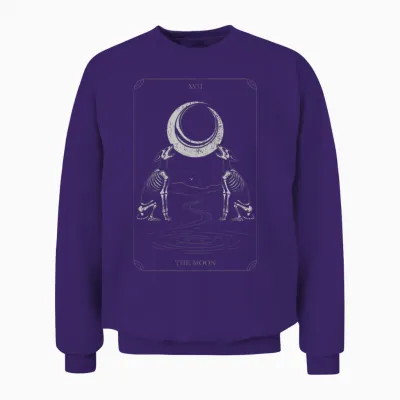 Spiritual Tarot Card Mystical Edgy Esoteric Streetwear T-Shirt, Black Unisex Sweatshirt - Purple