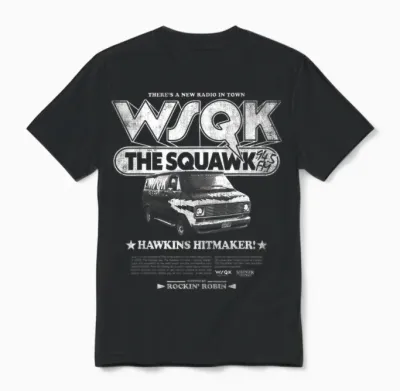 Stranger Things Hawkins Hitmaker Wsqk Back Unisex T-Shirt - Black