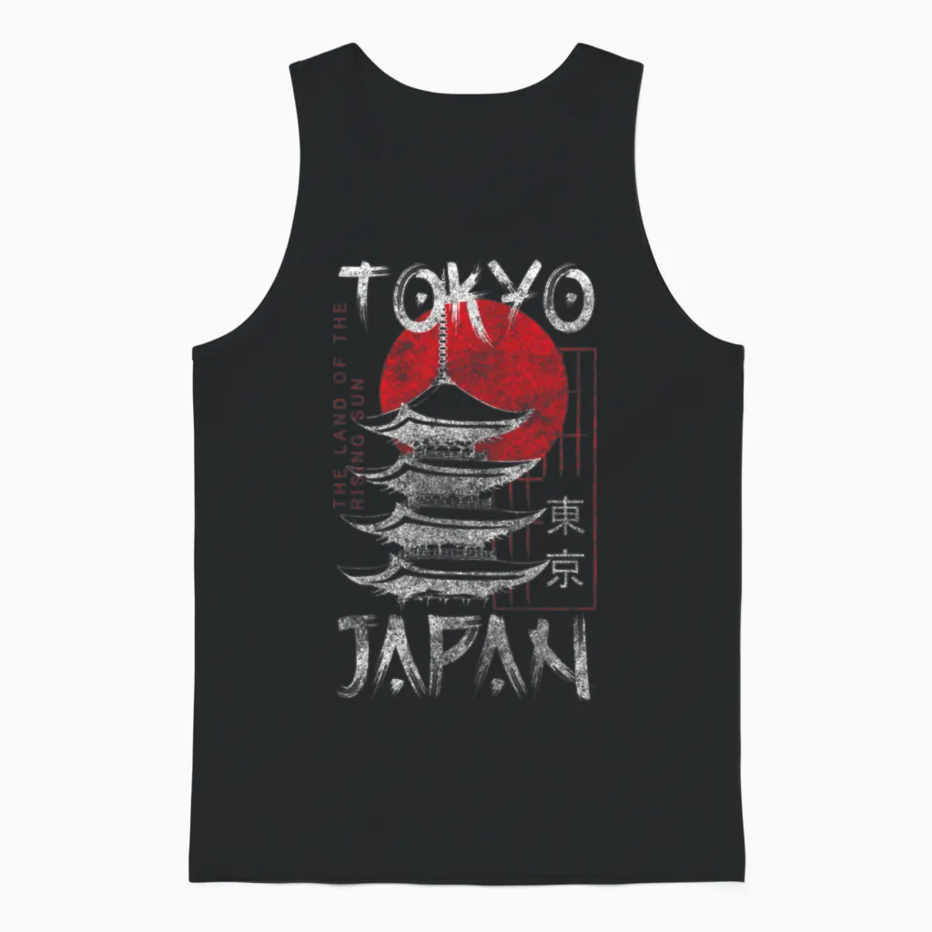 Tokyo City Manga Japanese Unisex Tank Top in Black