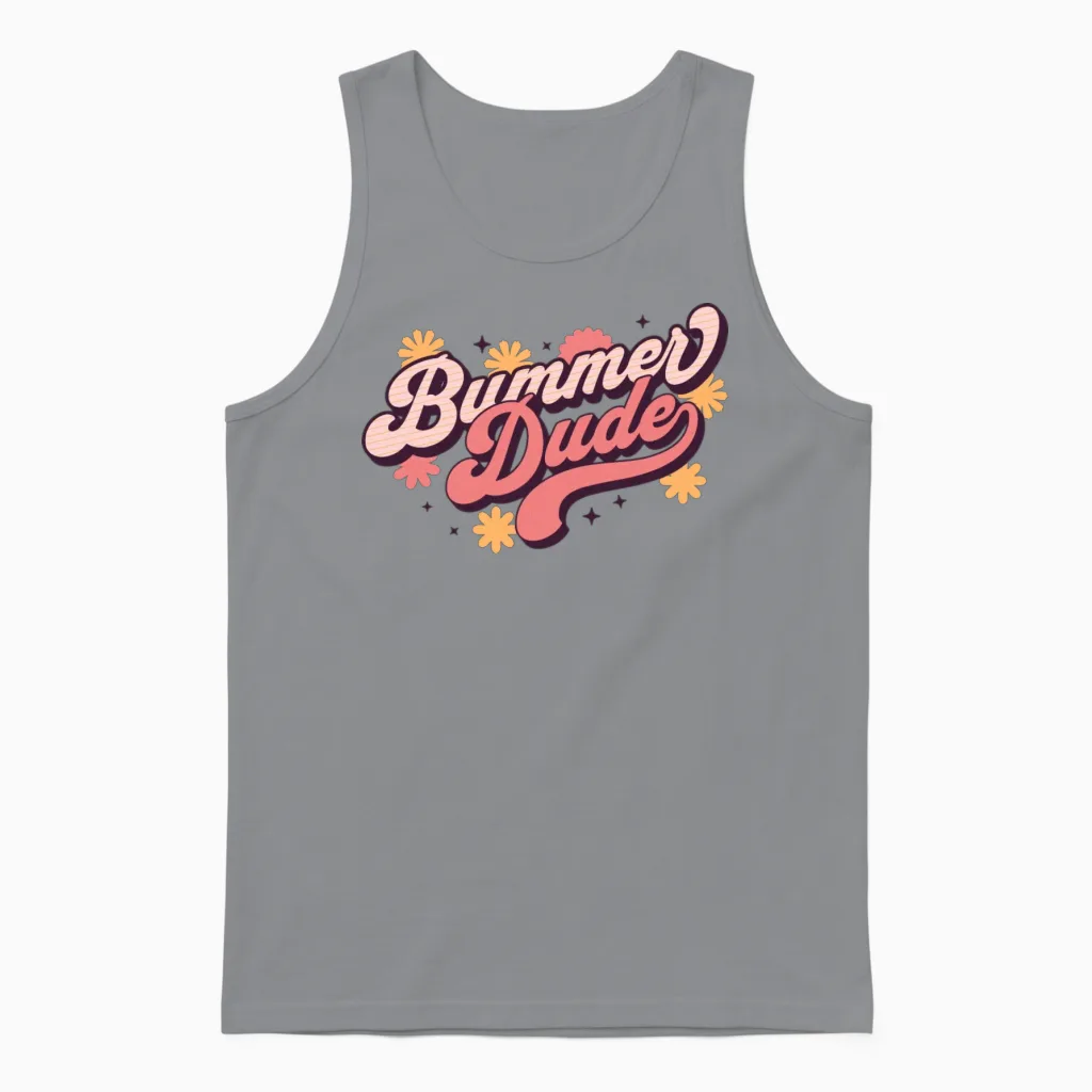 Bummer Dude Retro Vintage 70s Sarcastic Unisex Tank Top in Sport Grey