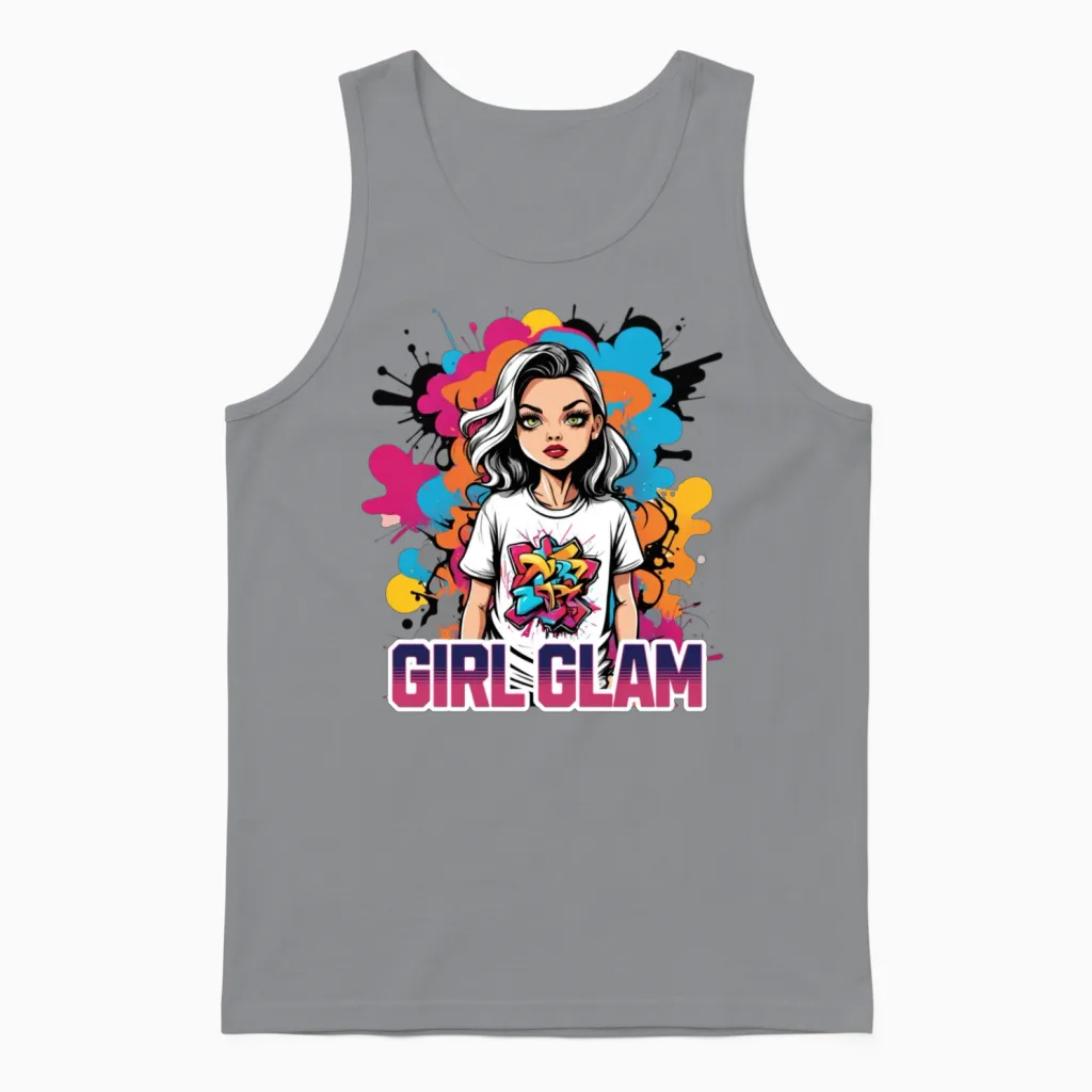 'girl Glam' Graffiti Girl Gd Unisex Tank Top in Sport Grey
