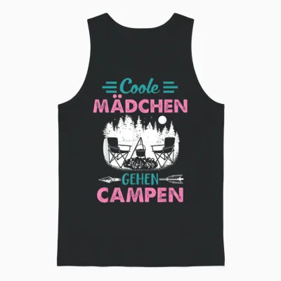 Coole Mädchen Gehen Campen Camper Zelten Camping Unisex Tank Top - Black