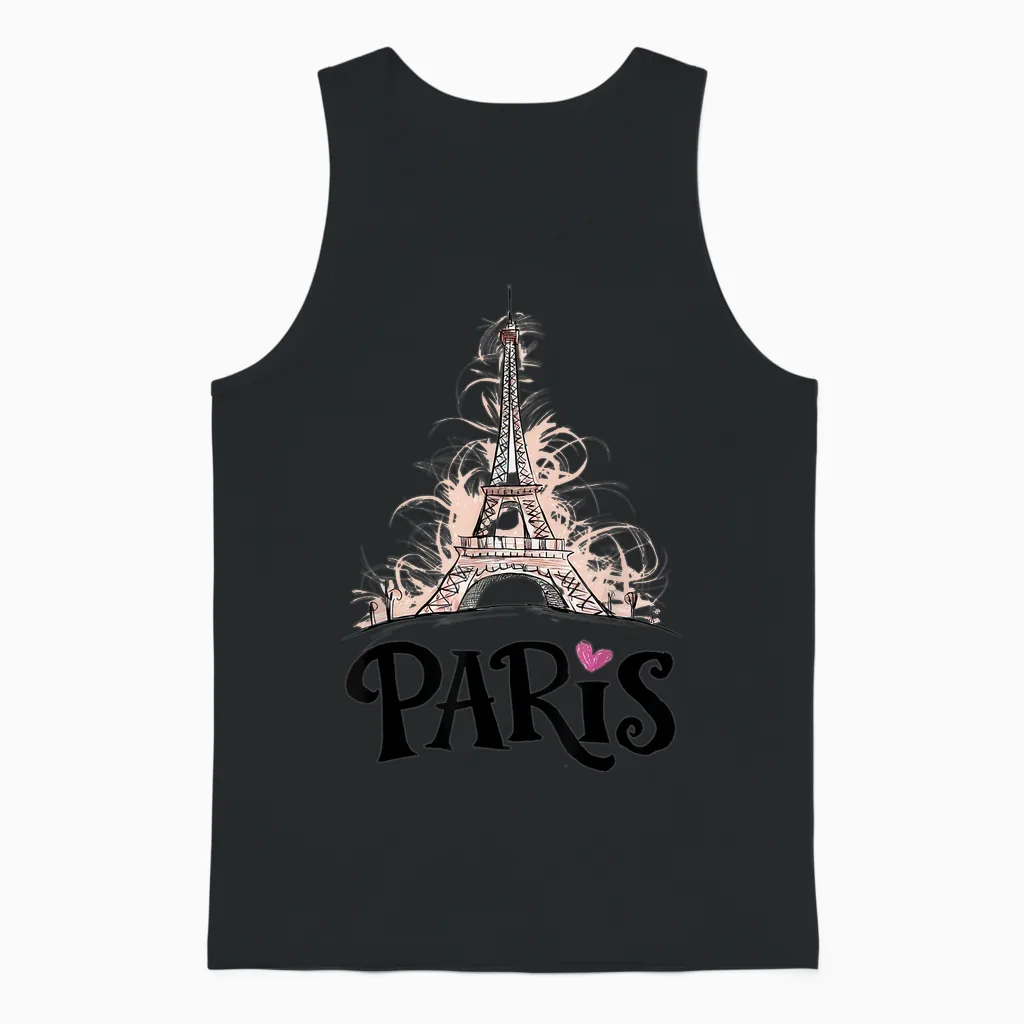Eiffel Tower Paris Holiday France Souvenir Women Girls Unisex Tank Top in Black