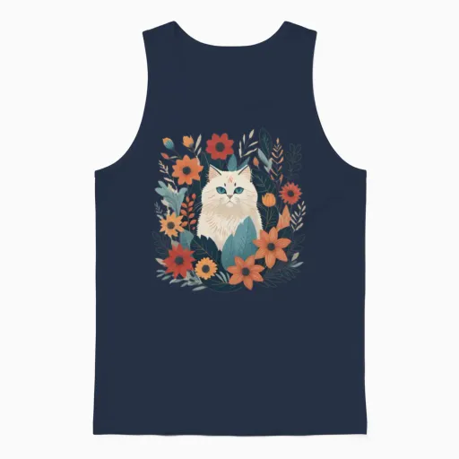 Cat Fancy Lovers Unisex Tank Top in Navy