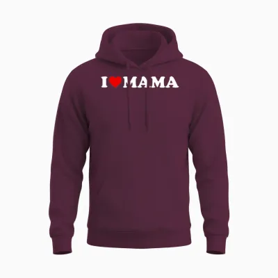 I Love Mama Shirt Für Jungen, Mädchen, Kleinkinder, Jugendliche Unisex Hoodie - Maroon