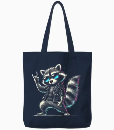 Retro-Waschbär Rockmusik Lustiges Geschenk Für Männer Frauen Tote Bags - Navy