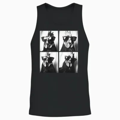 Hahn Wearing Sunglasses Photobooth Selfie Farm Chicken Unisex Tank Top - Black