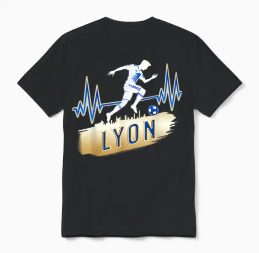 Supporter De Lyon - Amateur Idea of Foot Lyonnais T-Shirt, Black, S Unisex T-Shirt in Black