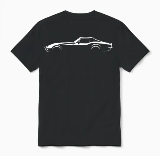 Corvette C3 Silhouette in White Unisex T-Shirt in Black