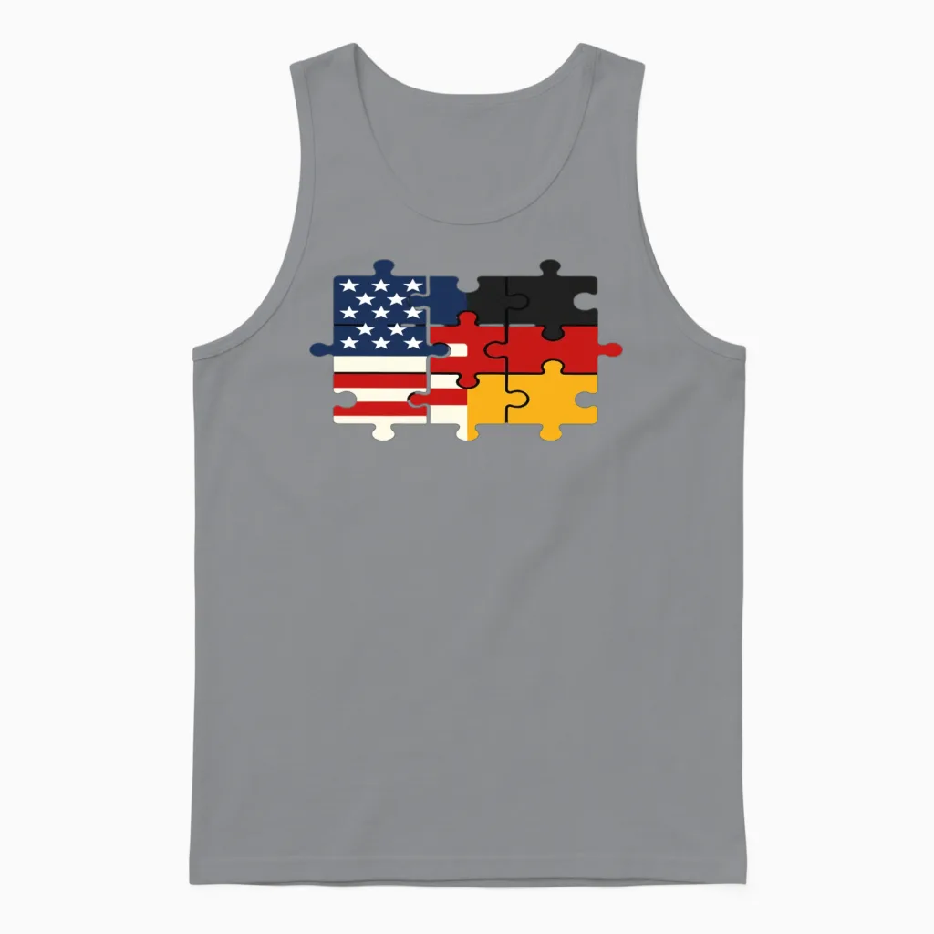 Usa Germany Puzzle Flag Unity Unisex Tank Top in Sport Grey