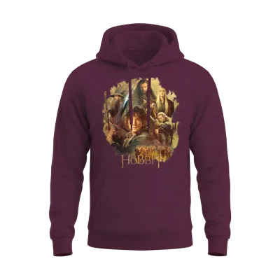 The Hobbit Characters Around Bilbo Baggins Unisex Hoodie - Maroon