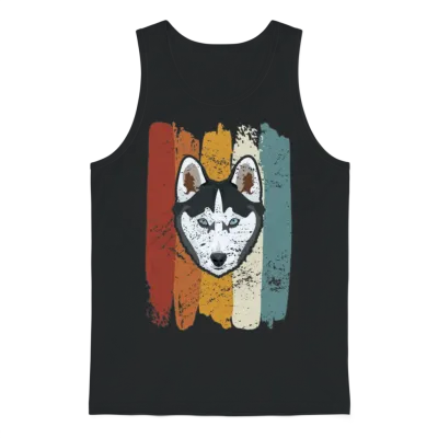 Smiling Husky Retro Unisex Tank Top - Black