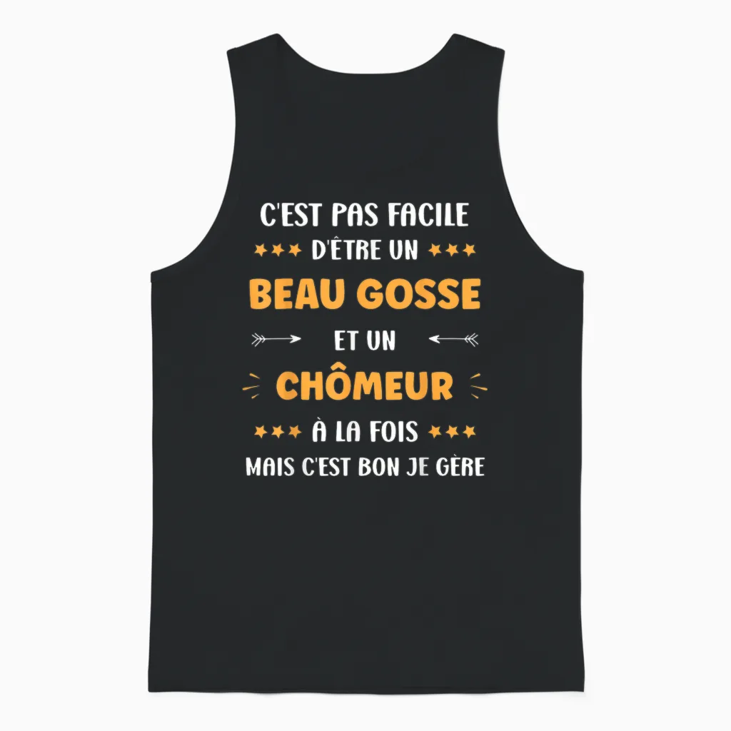 Start Job Super Unemployed Humor Handsome Kid Unemployed T-Shirt, Black, S Unisex Tank Top in Black