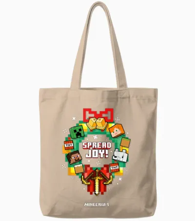 Minecraft Christmas Spread Joy! Xmas Crown Group Shot Tote Bags - Natural
