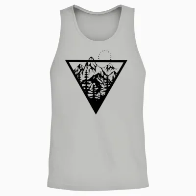 Triangle with Mountains and Birds Unisex Tank Top - Ash