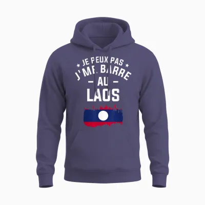 Je Peux Pas J'me Barre Au Laos Lao T-Shirt, Black Unisex Hoodie - Heather Sport Dark Navy