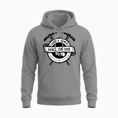 Hike or Die Mountain Crest Unisex Hoodie - Sport Grey