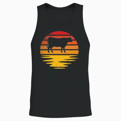 Cow Retro Unisex Tank Top - Black