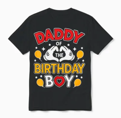 Daddy of the Birthday Boy Shirt Matching Dad Son Family Bday Unisex T-Shirt - Black
