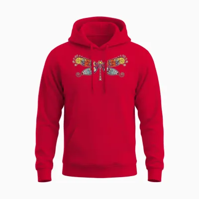 Womens Colorful Retro Dragonfly Unisex Hoodie - Red